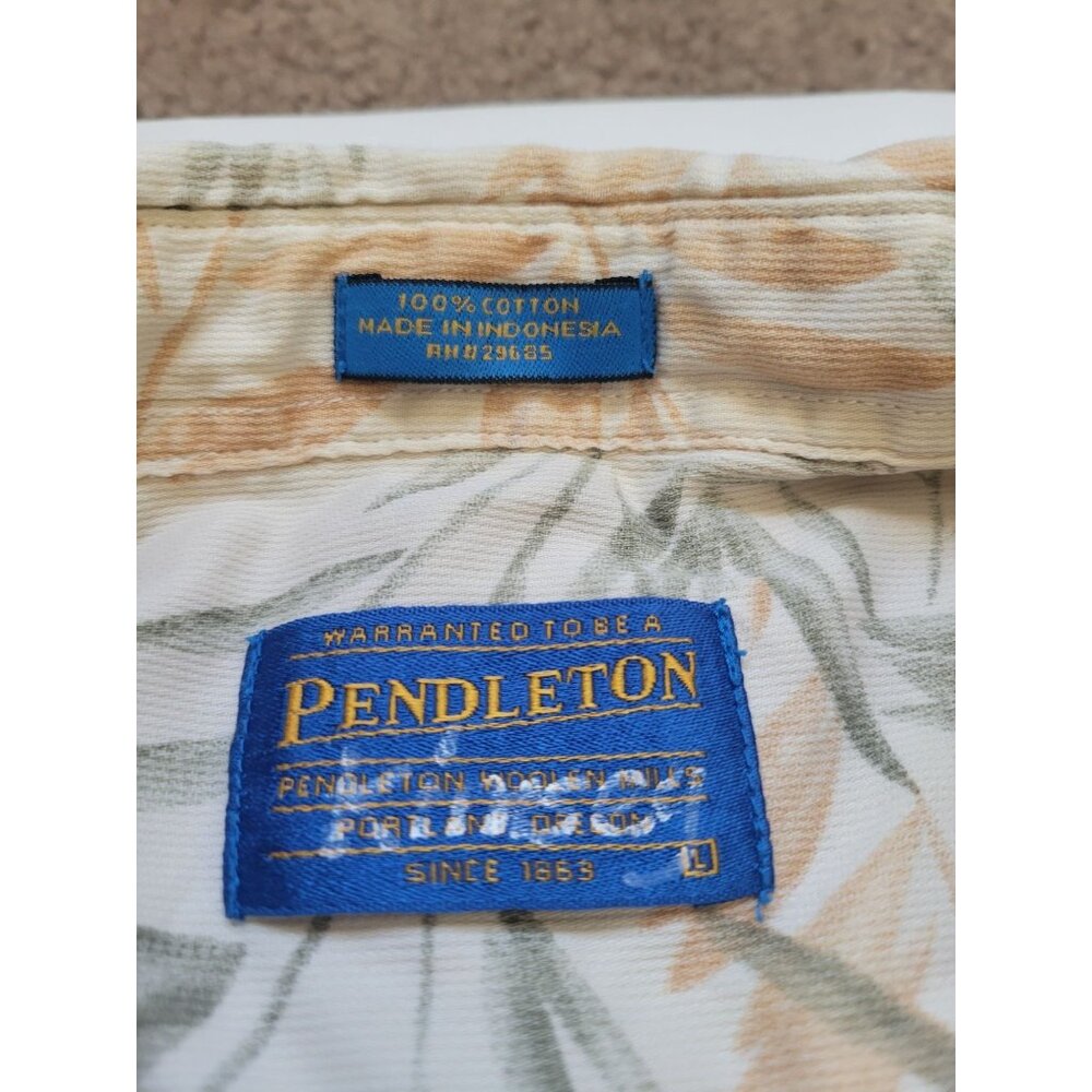 Pendleton Colorful Leaf Pattern Button Down Short… - image 3